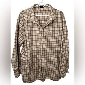 Cotton On Brown Plaid Button Down Shirt Medium